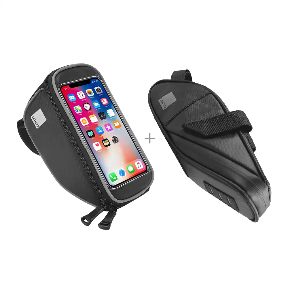 SAHOO Bike Handlebar Smartphone Bag & Saddle Bag Bundle