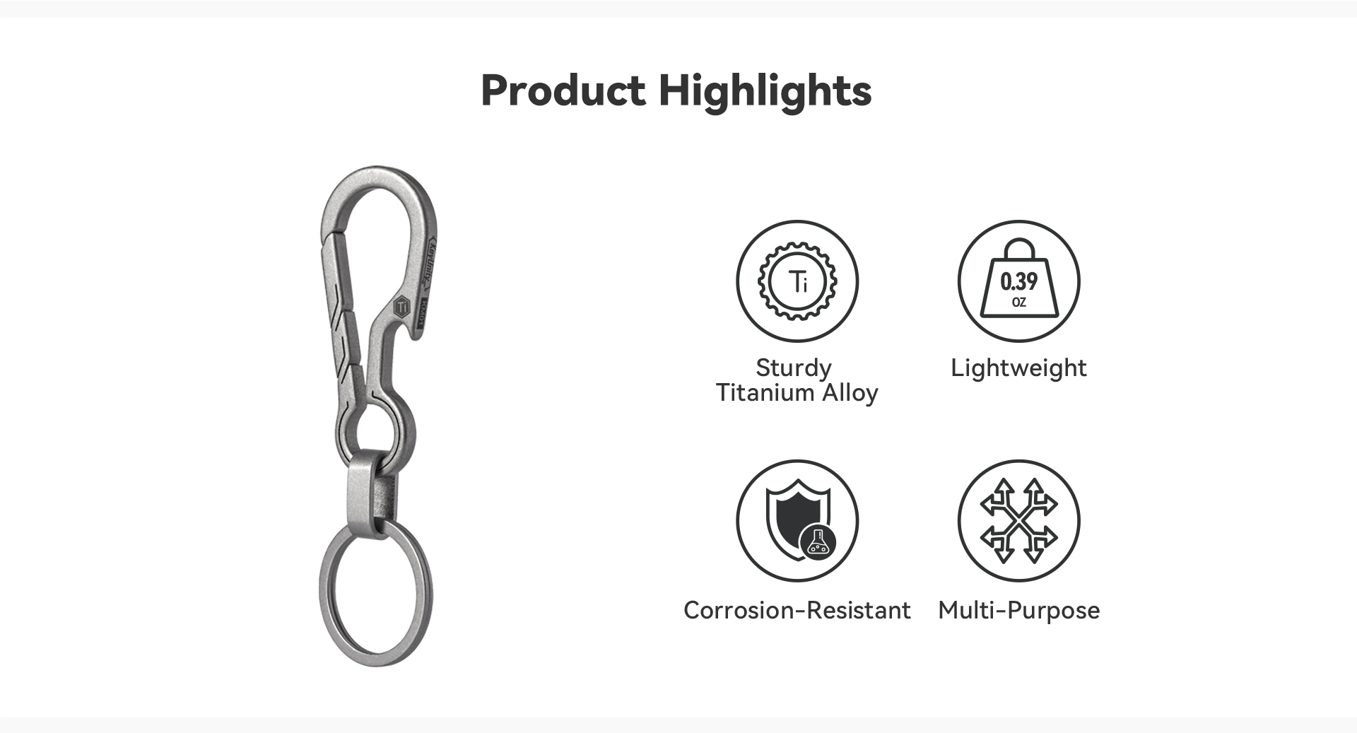 KeyUnity KM01 Titanium Alloy Keychain Clip with Bottle Opener Obuy