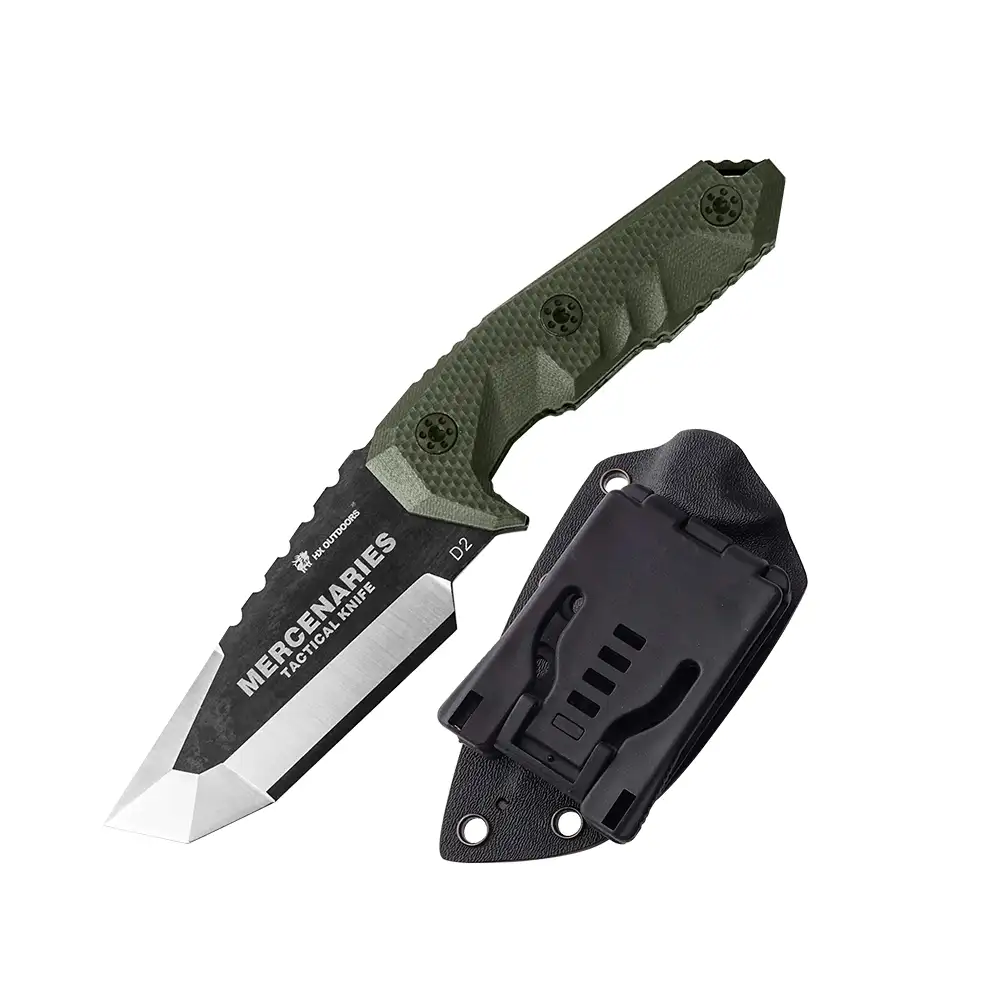 HX OUTDOORS Mercenaries Tactical Fixed Blade Knife with Kydex Sheath (D-170)
