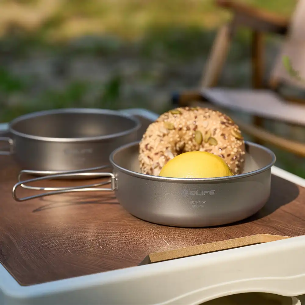 OLIFE Titanium Bowl Set with Folding Handles (OCB02)