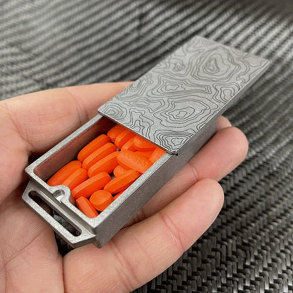 Titanium Match Slide Box With Loop