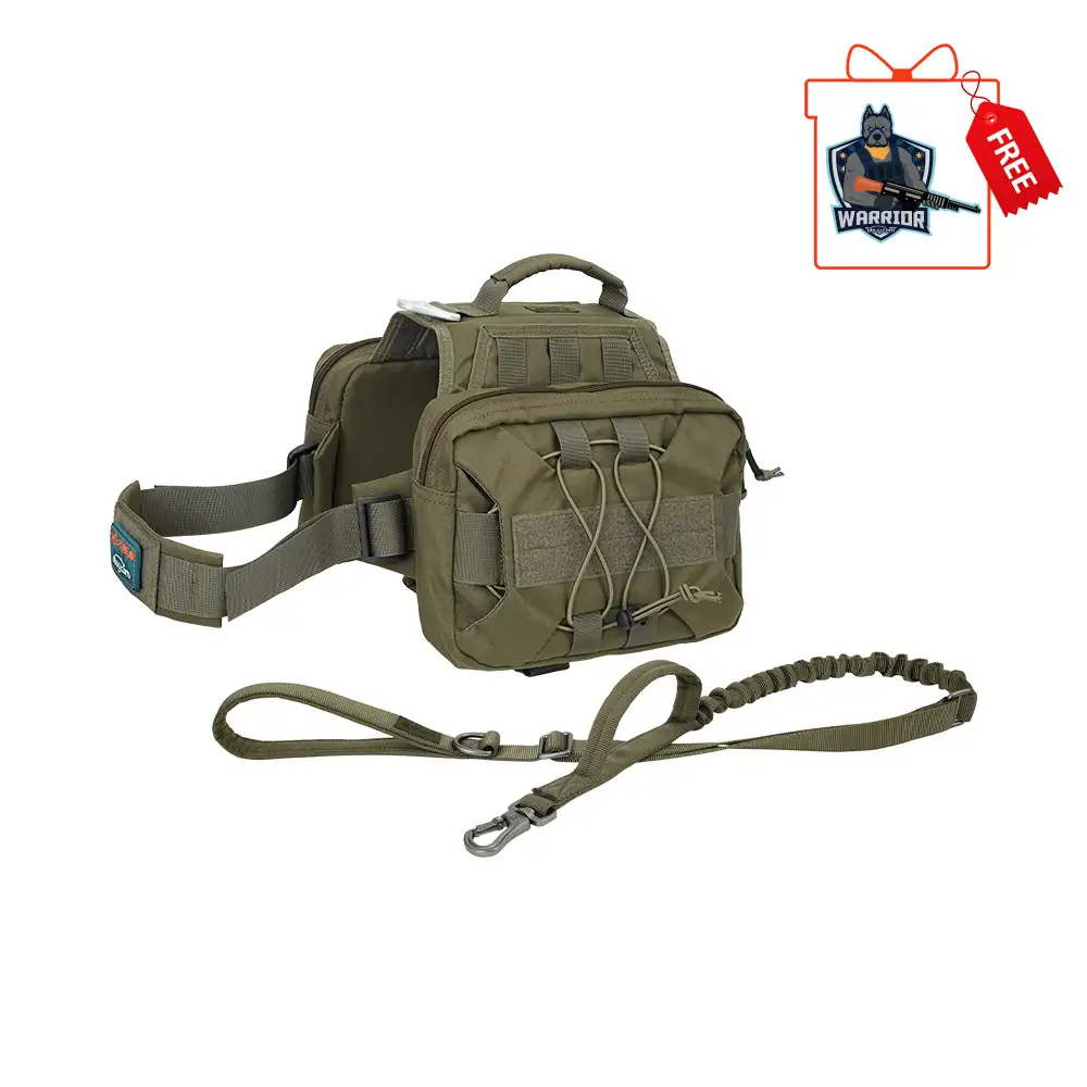 OLIFE Tactical Dog Backpack and Bungee Leash Set