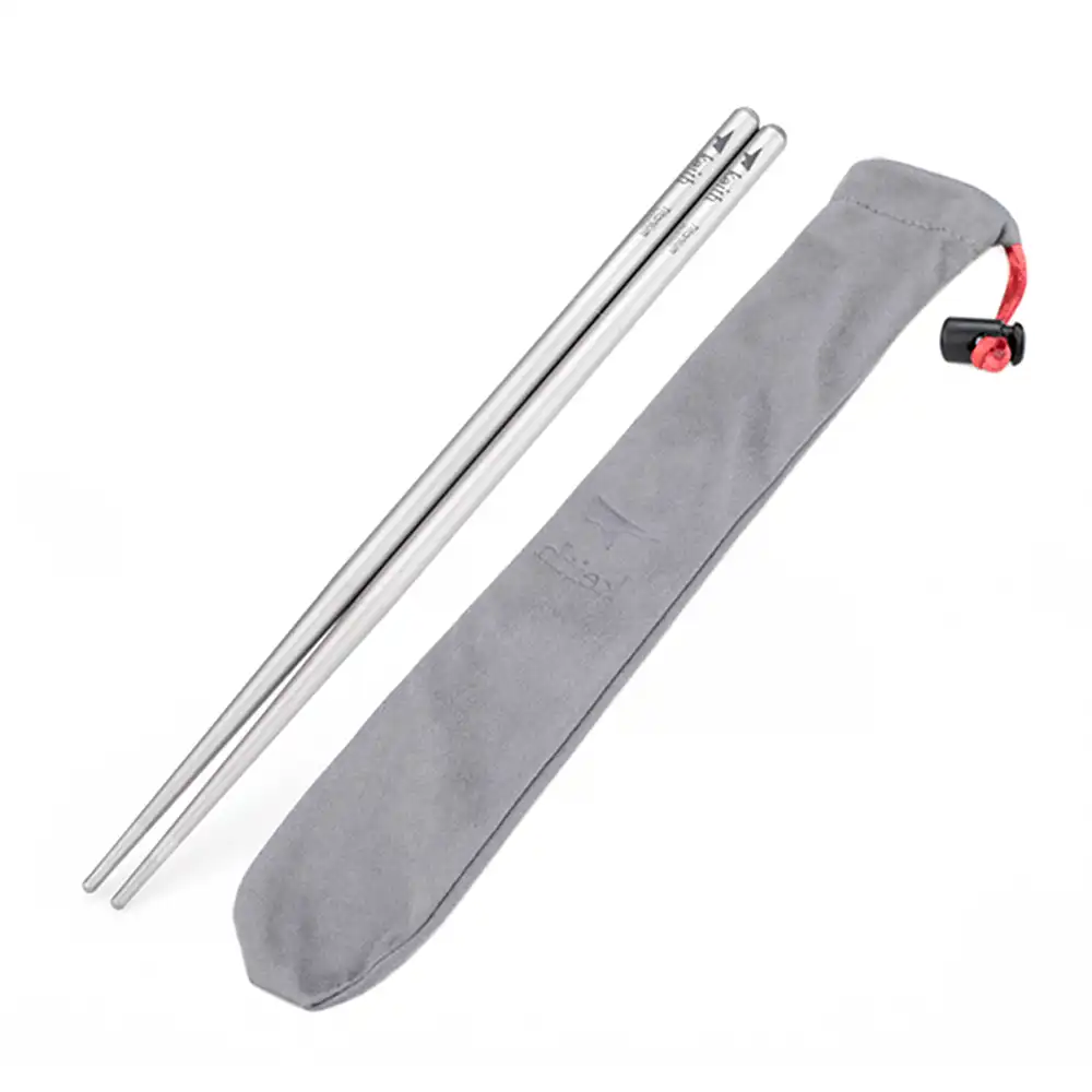 KEITH Titanium Round Handle Chopsticks & Aluminum Carrying Case Set