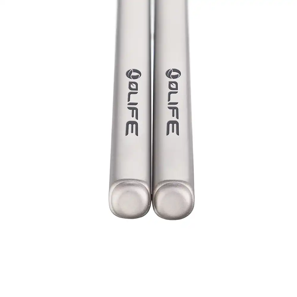OLIFE Titanium Square Handle Chopsticks & Aluminum Carrying Case Set