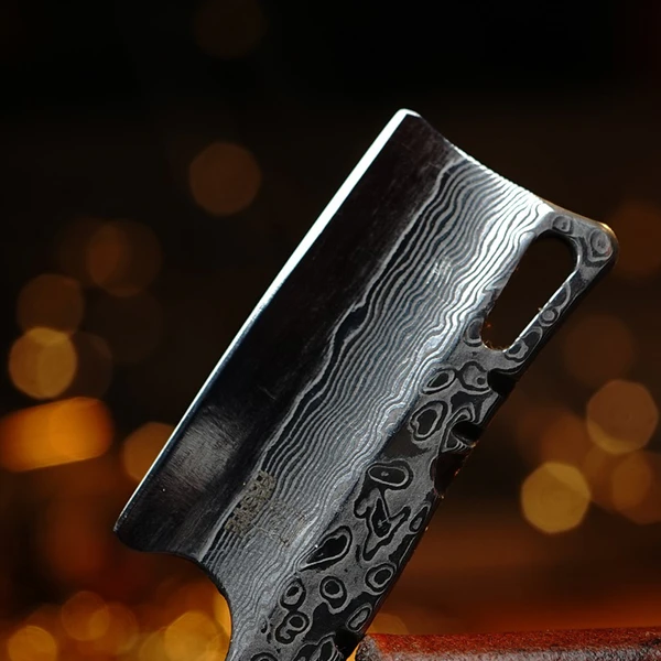 FEGVE E206 Damascus Mini Cleaver with Pivot Sheath - Obuy USA