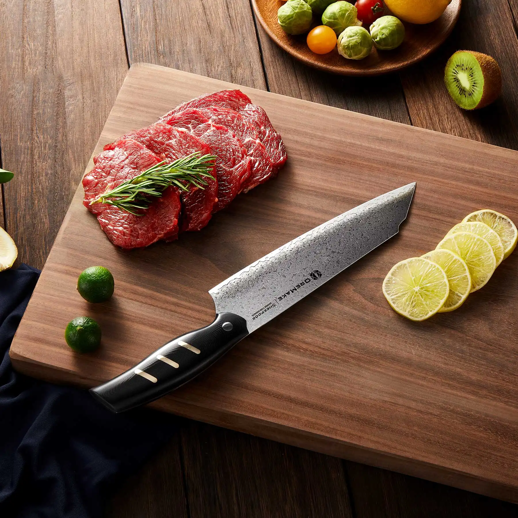 OREMAKE Sheepdog Damascus 8" Kiritsuke Chef's Knife