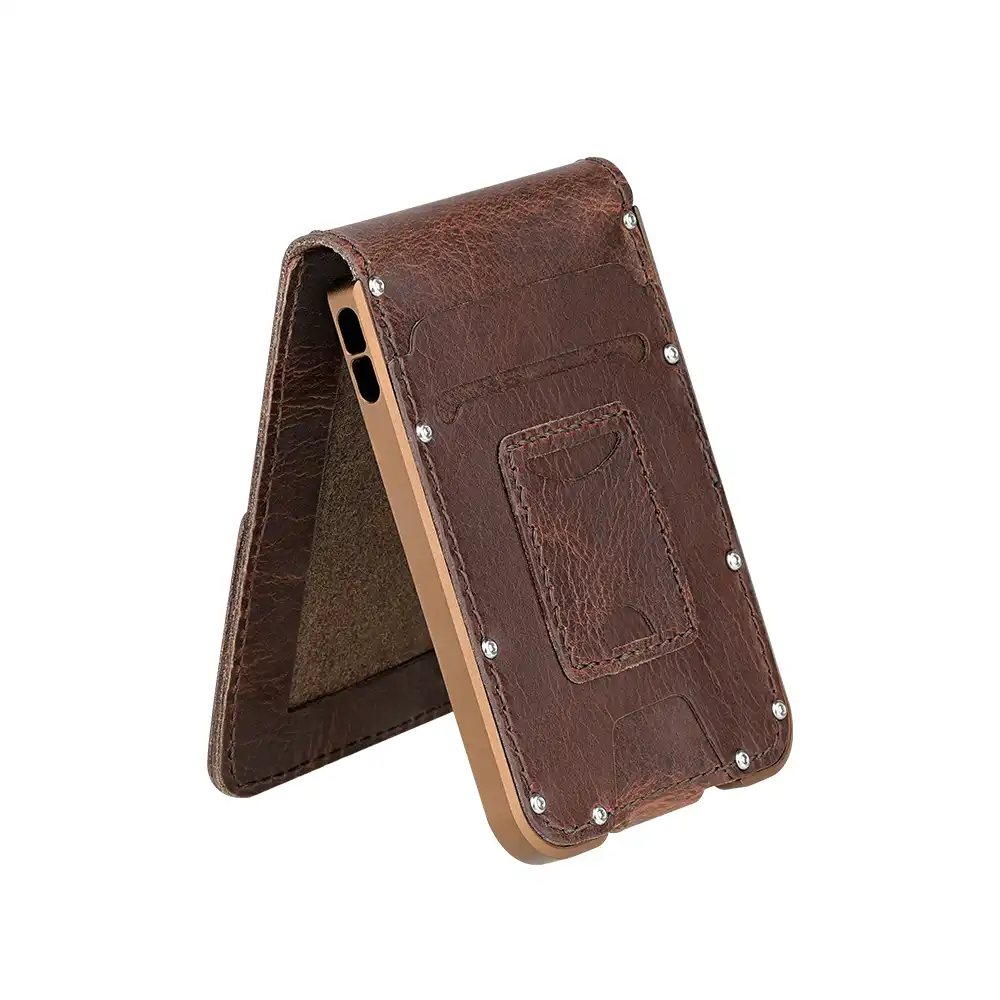 OLIFE Leather Wallet with Aluminum Alloy Frame