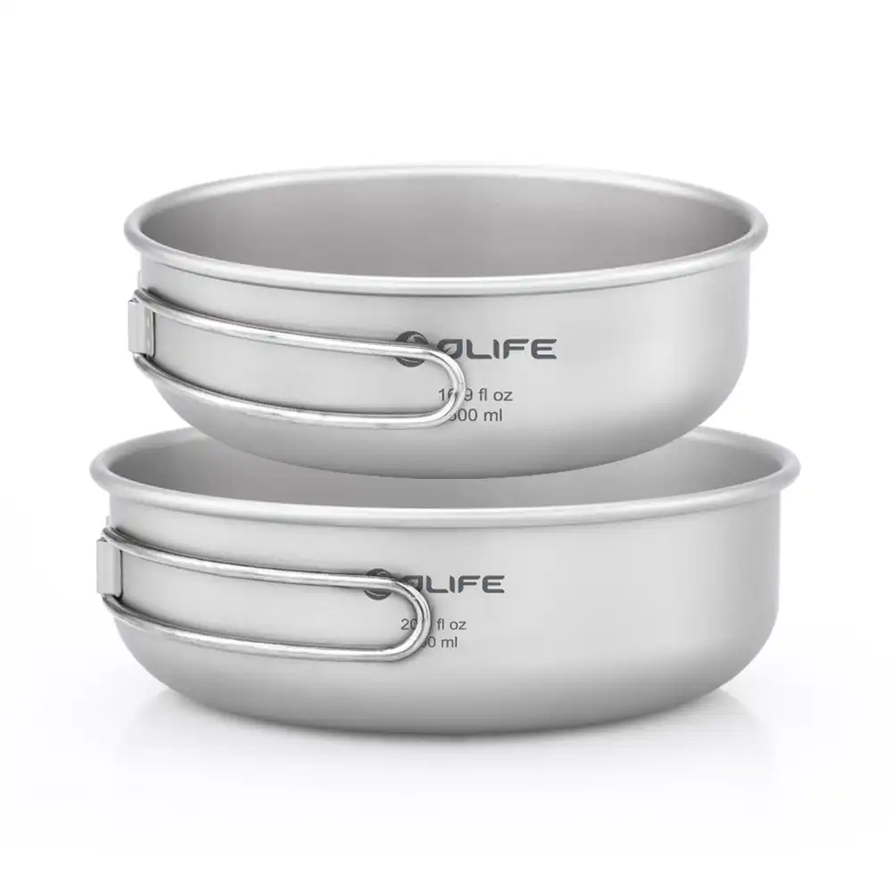 OLIFE Titanium Bowl Set with Folding Handles (OCB02)
