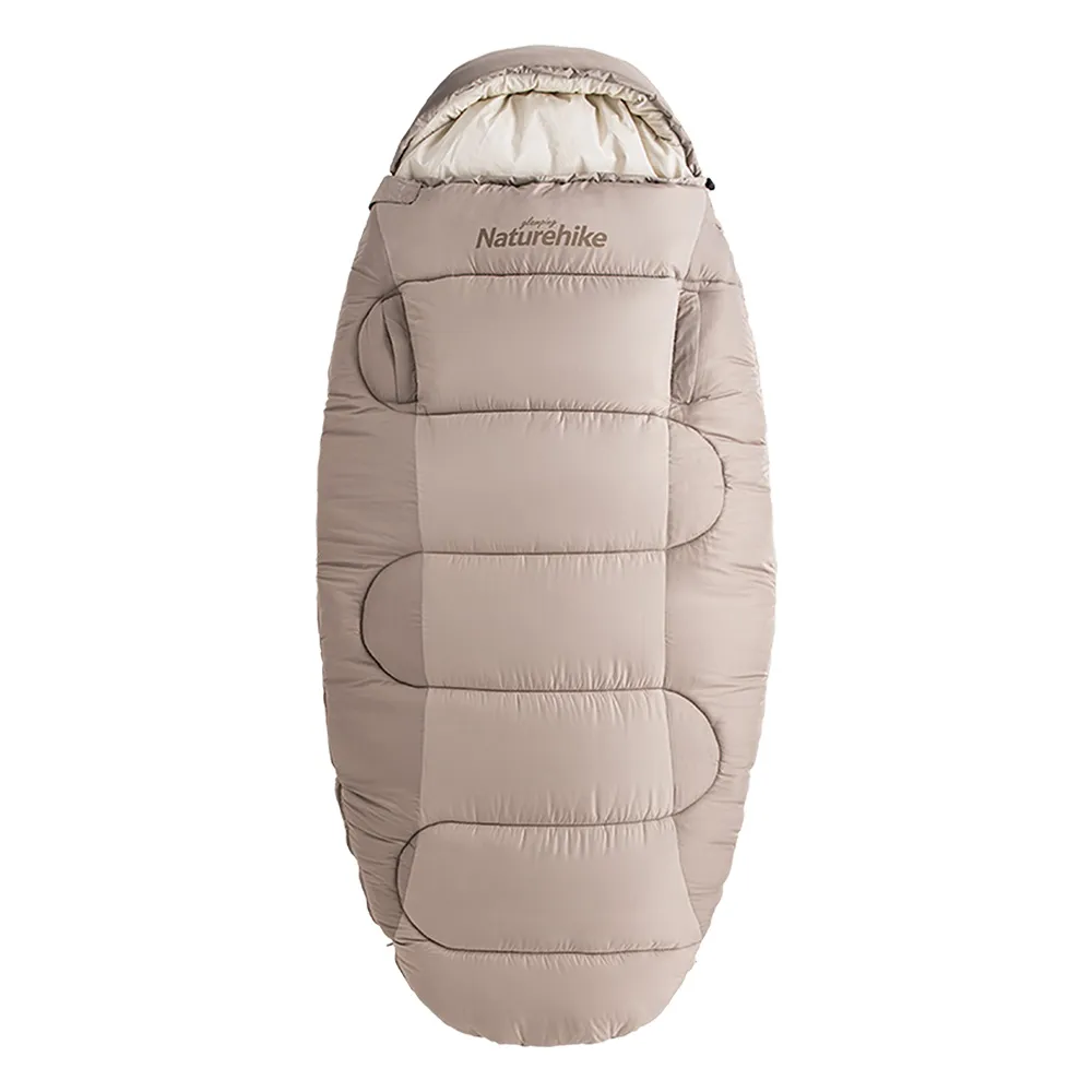 NATUREHIKE Oval Hooded Sleeping Bag with Cotton Liner and Armholes