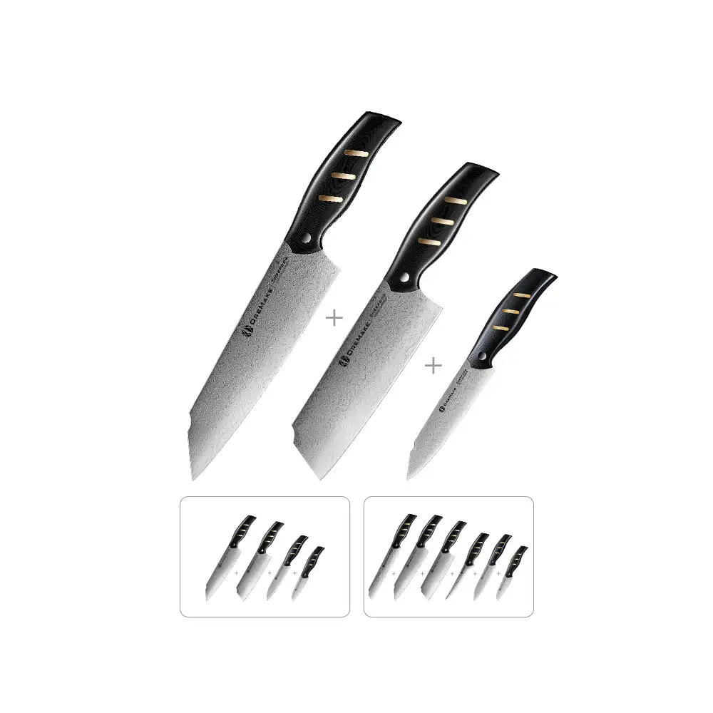 OREMAKE Sheepdog Damascus Kitchen Knife Set