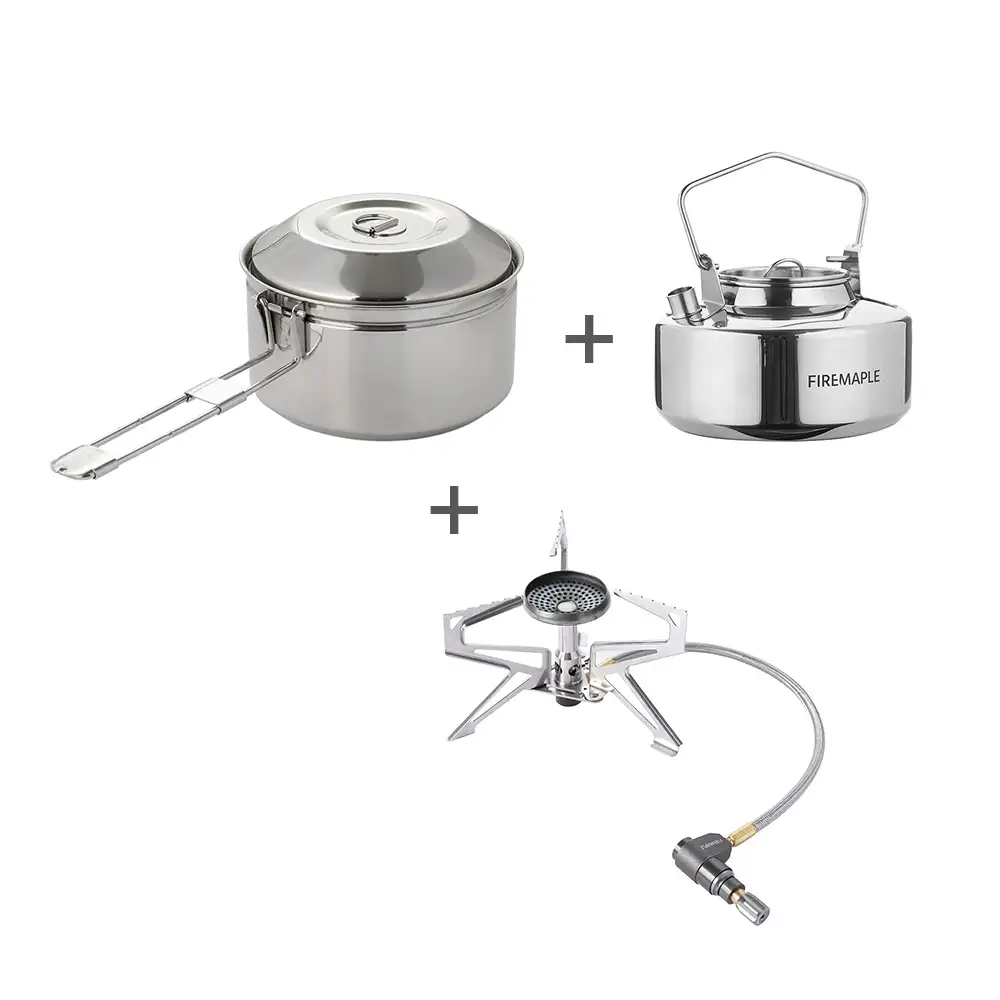 Fire-maple Camping Pot & Kettle Set with Pressure-regulator Remote Gas Stove