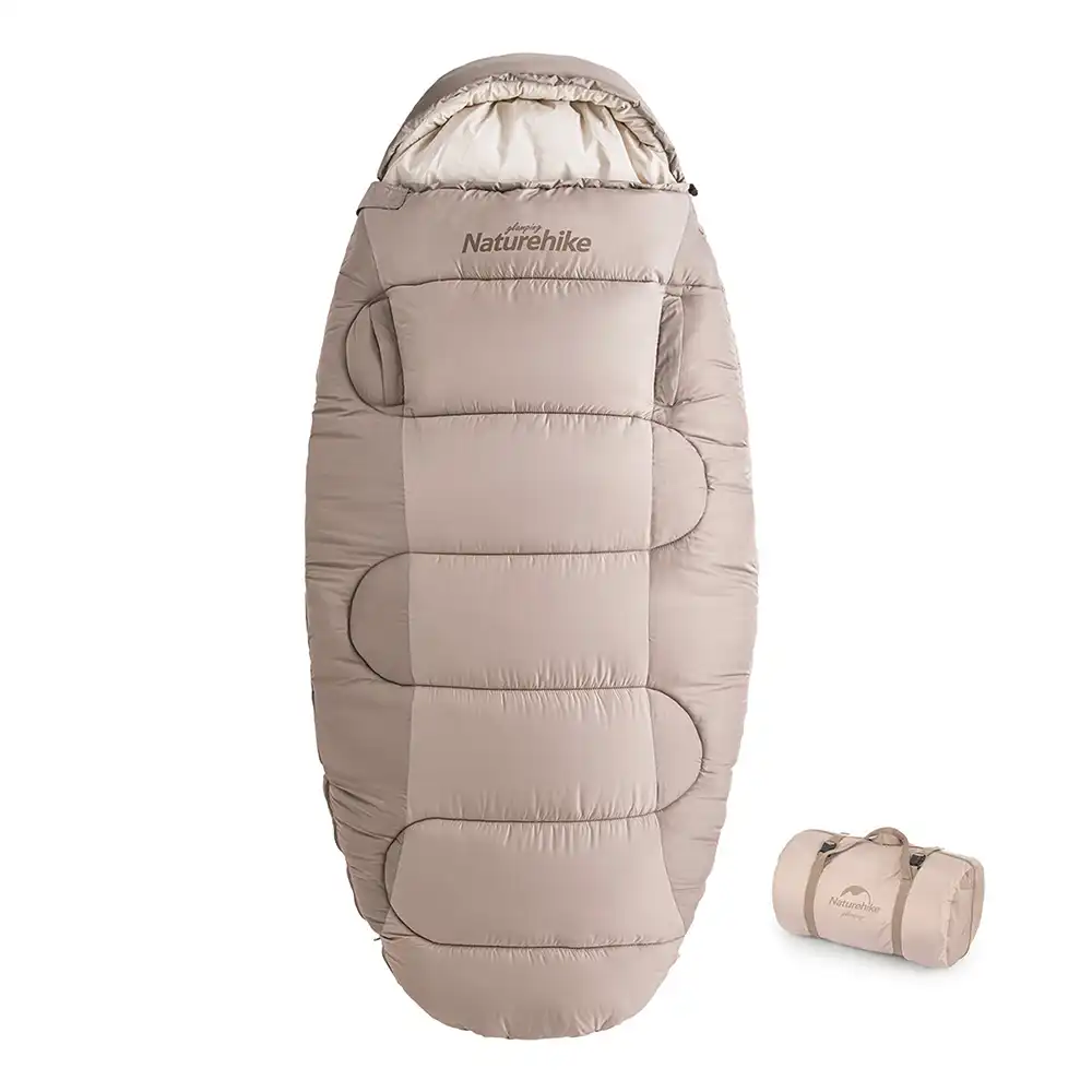 NATUREHIKE PS200 Oval Hooded Sleeping Bag with Cotton Liner and Armholes
