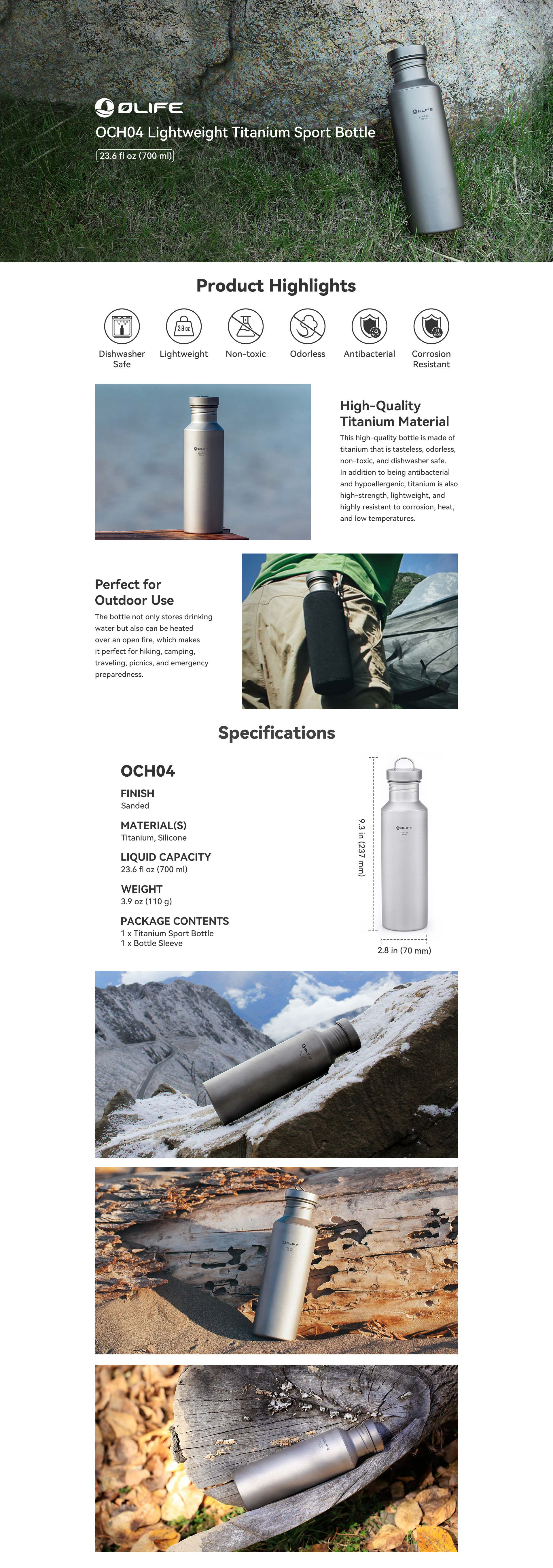 OLIFE OCH04 Lightweight Titanium Sport Bottle - Olight Store