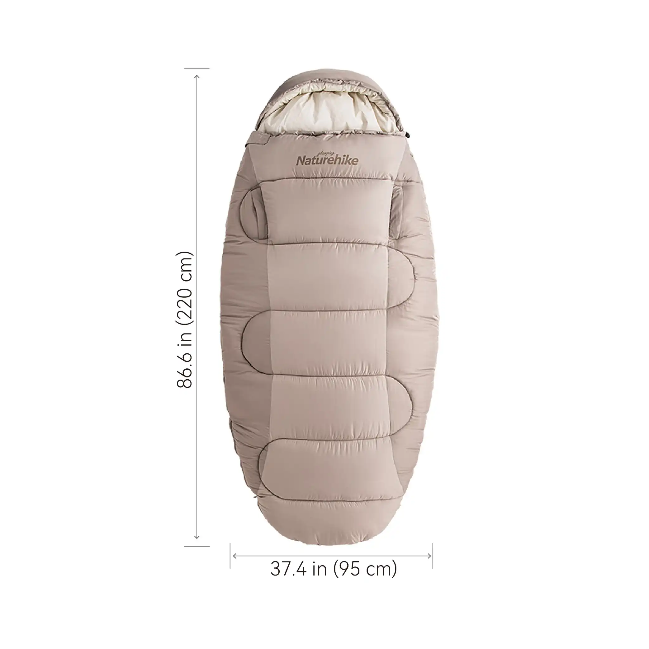NATUREHIKE PS200 Oval Hooded Sleeping Bag with Cotton Liner and Armholes